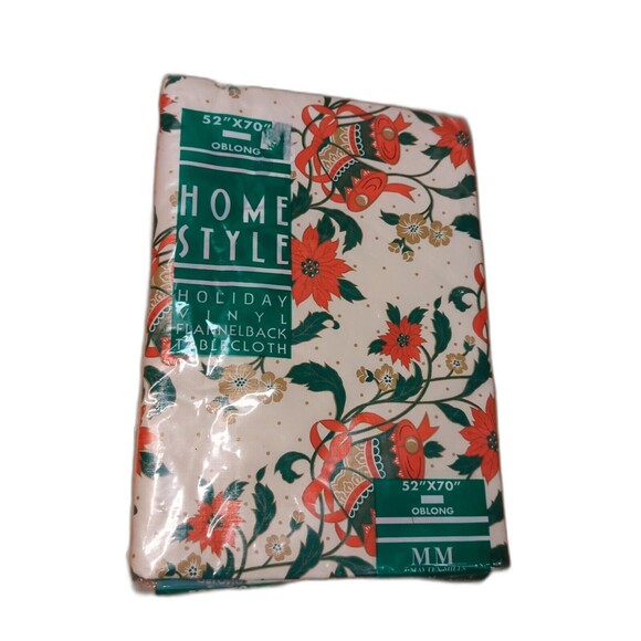 Maytex Mills Tablecloth Home Style Holiday Vinyl Flannelback 52x70 Oblong - Picture 1 of 7